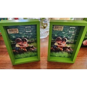 2- Prinz Vista Shadowbox Wood Frame with Green Veneer, 4 by 6-Inch